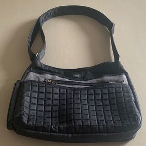 Lug Quilted Shoulder Bag in Black and Gray
